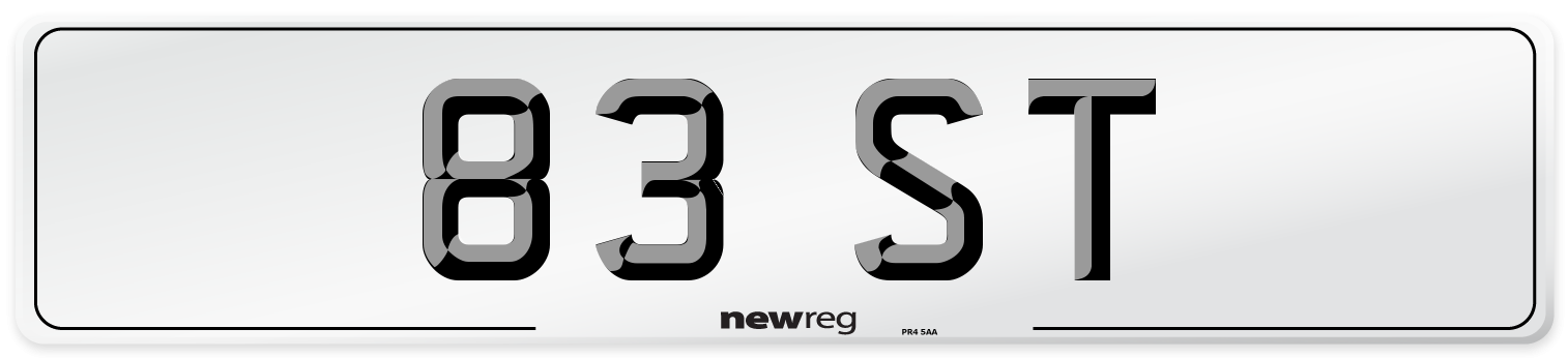 83 ST Number Plate from New Reg